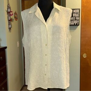 Casual Corner Annex vintage light green silk floral embossed tank top size XL